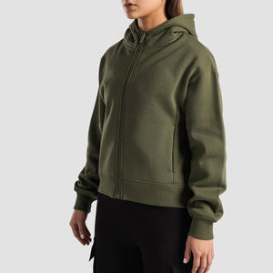 Sweat à capuche surdimensionné à fermeture éclair intégrale, poids moyen, de luxe, en gros, personnalisé, coton lourd, 100% French Terry, pour femmes - Product Image 2