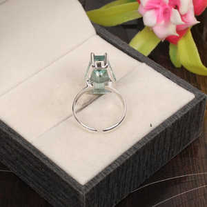 แหวนเงินแท้ 92.5 รูปทรงโลงศพ ประดับพลอยอะความารีน ดีไซน์หรูหรา สำหรับขายส่ง - Product Image 1