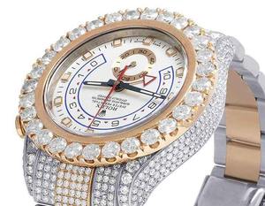 Montre-bracelet pour homme en moissanite VVS, style hip-hop, entièrement sertie de diamants, à quartz analogique, boîtier et bracelet en acier inoxydable, bijoux de mode de luxe G - Product Image 3