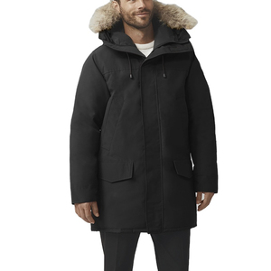 High Quality Custom Made Autumn Men's Windproof Cotton Filled Thick Parka Jacket with <b>Stand</b> Collar Canvas Front - Product Image 1
