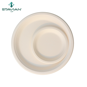 Écologique 100% biodégradable jetable 6 "plaque durable à base de plantes fibres brunes blanches quantité personnalisable pour - Product Image 3