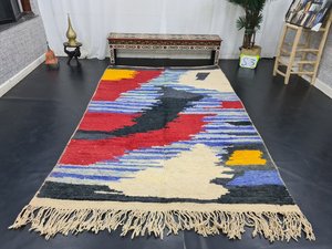 พรมโมร็อกโกขายดี สีแดงและสีน้ำเงิน ทำด้วยมือ บูจาด อาซิลัล ลายชนเผ่า เบอร์เบอร์ ทำจากขนสัตว์ ราคาโรงงานขายส่ง - Product Image 6