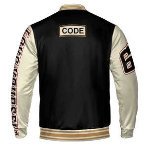 แจ็กเก็ตเบสบอลบอมเบอร์ทรงสลิมฟิตลำลองสำหรับผู้ชายดีไซน์ตัวอักษรตัวแทนมหาวิทยาลัยพร้อมตัวเสื้อขนสัตว์และแขนเสื้อหนัง - Product Image 3