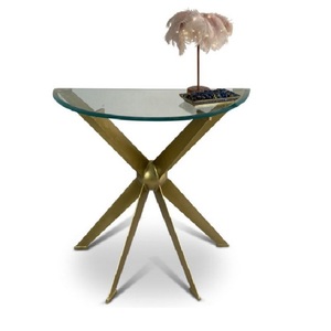 Mesa moderna para el hogar, Base de soldadura de Metal dorado, consola de pasillo superior de cristal, para Hotel - Product Image 1