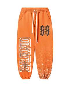 Ensemble de survêtement pour homme avec sweat à capuche à fermeture éclair et manches en strass imprimées sur mesure, coupe ajustée, ourlet élastique - Product Image 5