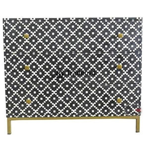 Refined Bone Inlay Chest of Drawers Stylish <b>Furniture</b> for Home Offices Bedrooms or <b>Living</b> Areas by Tradebyd - Product Image 4