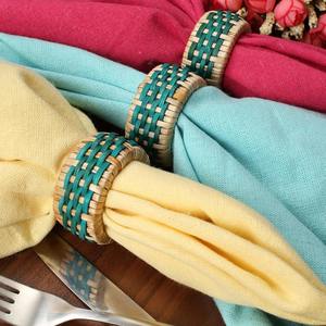 Anneaux de serviette en rotin faits à la main-Décor de table Boho Chic naturel-Lot de 6 accessoires de salle à manger écologiques pour mariage et maison - Product Image 2