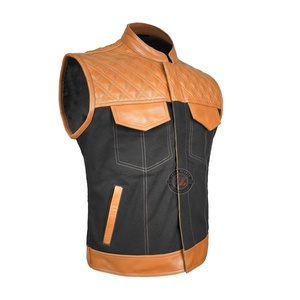 Gilet en cuir et toile personnalisé, best-seller, qualité supérieure, mode urbaine, gilet de motard pour clubs personnalisés - Product Image 4