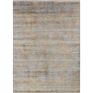 Alfombra Kavi Gris y Negra Anudada a Mano de Lana y Seda de Bambú Unstring Srb(159) con Patrón Abstracto para Uso Doméstico - Product Image 1