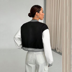 Black White Color 2025 OEM ODM Service Premium Quality With Own Logo Print Adult Wear <b>Women</b> Varsity <b>Jackets</b> - Product Image 2