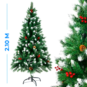 Albero di Natale Artificiale di Alta Qualità, 210m di Altezza, 180cm Verde con Effetto Neve, Pigne e Frutti Rossi per Decorazioni Domestiche - Product Image 3