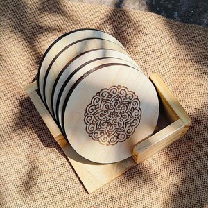 Ensemble de sous-verres en bois ustensiles de cuisine écologiques pour Table à manger café thé bière maison Bar Style moderne rustique - Product Image 2