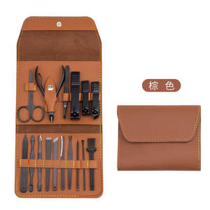 Haute qualité Logo personnalisé manucure pédicure ensemble Portable en acier inoxydable coupe-ongles en cuir PU boîte de soin des pieds bricolage outil de beauté - Product Image 4