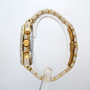 Reloj de Pulsera Personalizado para Hombre, de Acero Inoxidable Dorado, con Esfera Cuadrada de Cristal, con Diamantes de Corte Moissanite, Estilo Antiguo, de Negocios - Product Image 1