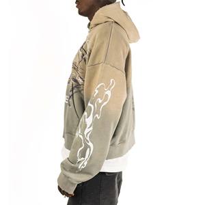 Sudadera con Capucha de Felpa 100% Algodón para Hombre, Talla Grande, Corte Regular, Transpirable para Invierno, Diseño con Bolsillo, Logotipo Bordado, Servicio OEM Personalizado - Product Image 3