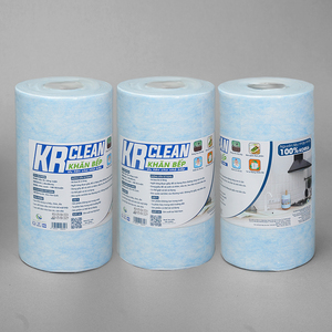 Krclean Serviettes de cuisine absorbantes 100 feuilles bleues par rouleau, 20x20cm, monocouche parfait pour nettoyer les comptoirs et les appareils - Product Image 4