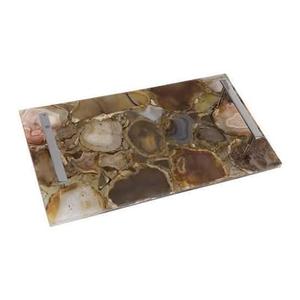 Bandejas de ágata para el hogar y el hotel, bandeja de servicio de ágata con mango de Metal, bandeja de joyería para regalo - Product Image 4