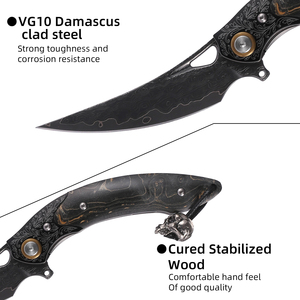 Bán Chạy Nhất Bán Buôn Tùy Chỉnh Đêm Dire Handmade Ngoài Trời Đa-Chức Năng Nghệ Thuật Dao Gấp Tự Vệ Công Cụ Hỗ Trợ OEM - Product Image 5