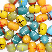 Haute céramique perleads12mm fleur, 10pcs perles de verre florales rondes perles indiennes fabrication de bijoux de mode