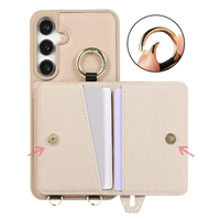 Étui de téléphone multifonctionnel en cuir texturé avec porte-cartes, cordon détachable et support de maintien