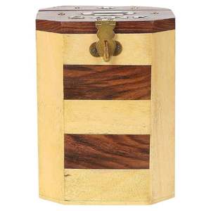 กระปุกออมสินรูปแปดเหลี่ยมทำด้วยมือทำจากไม้สักแผ่นสำหรับตกแต่งบ้านที่ไม่เหมือนใคร - Product Image 4