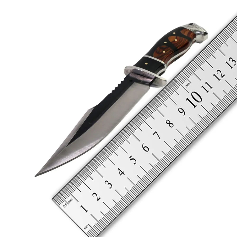 Individuelle hochwertige klassische Holzgriff Kohlenstoffstahl Bowie Klinge Outdoor Survival Messerklinge mit individueller Farbgröße und Logo