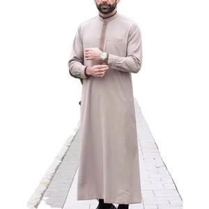 Stylish Men's Traditional Muslim Jubba Elegant Embellishments for Spring Family Celebrations Friday Prayers Simple Silhouette - Product Image 1