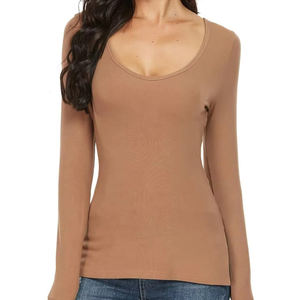 Camisa de mujer de color sólido de manga larga MOQ bajo transpirable precio barato camisa de mujer personalizada - Product Image 1