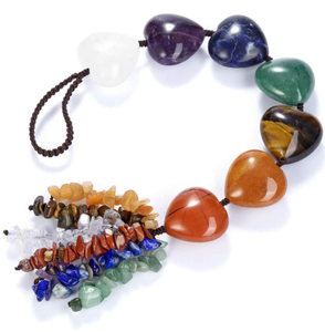 Colgador de pared de 7 Chakras, piedra, cuentas de corazón, cristal curativo, piedras preciosas, chacras, colgador de pared - Product Image 1
