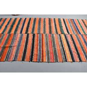 พรม4.9x10.2ft วิสคอสขนสัตว์แนวชนบทสีเขียวส้มแบบแฮนด์เมดแนววินเทจผ้าเย็บปะติดปะต่อกันดีไซน์ตุรกีสำหรับห้องนั่งเล่นห้องโถงสี่เหลี่ยมผืนผ้า - Product Image 3