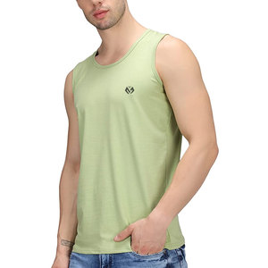 Hommes Gym tricoté respirant sans manches course 100% coton débardeurs chemises solide col rond Muscle musculation t-shirt gilet - Product Image 3