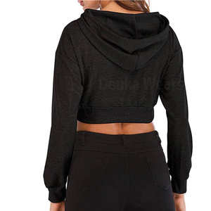 Logo personnalisé Femme Cropped Hoodies Femmes Coton Crop Top Hoodie Top Vente Plus La Taille OEM Design Crop Top Hoodies - Product Image 3