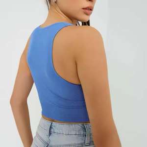 Top corto sin costuras para mujer, chaleco Sexy con cuello en V, camisola suave de punto acanalado, camisetas sin mangas informales elásticas para mujer sin almohadilla - Product Image 5