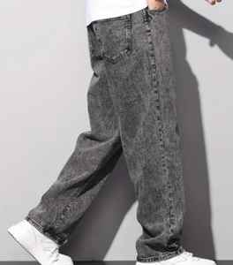 Vaqueros rectos holgados de algodón 100% para hombre, transpirables, de mezclilla, de talle medio, ajuste relajado, estilo gótico, casual, lavados, de pierna ancha, sueltos - Product Image 2
