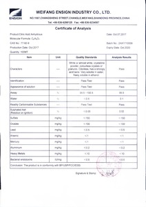 Acide citrique anhydre 99% qualité alimentaire E330 régulateur d'acidité - Product Image 2