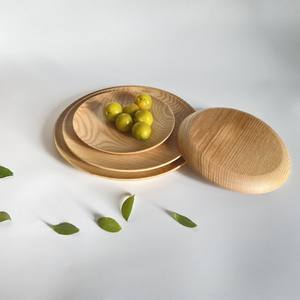 Plato de comida de madera maciza cena plato de madera hecho a mano Platos y platos naturales personalización aceptar - Product Image 5