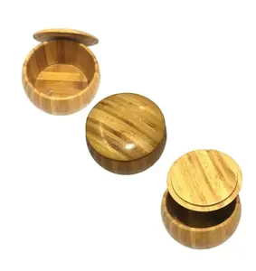 Top quality wood sugar pot with lid Container Salt Seasoning Rack wooden Sugar Salt Pots hot selling product