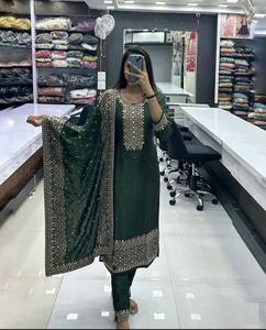 Style indien Georgette broderie travail fantaisie Salwar Kameez costume pour femmes mariage Collection longue Kurti robe costume - Product Image 4