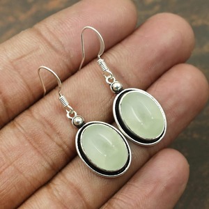 ต่างหูอัญมณีพรีไนต์925ต่างหูรูปไข่เงินสเตอร์ลิงแข็งสำหรับผู้หญิงและเด็กผู้หญิงต่างหูห้อยเครื่องประดับเงิน - Product Image 2