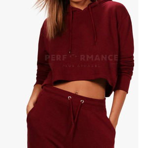 Ensemble de sweatshirts à capuche coupe-vent fabriqués en usine pour femmes, ensemble de sweatshirts à capuche courts en coton de la meilleure qualité - Product Image 5