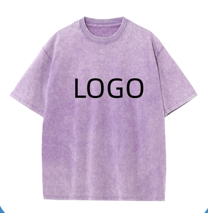 T-shirts en jersey pour hommes brodés personnalisés T-shirt en coton délavé à l'acide T-shirt oversize d'impression bouffante T-shirt vintage lourd et décontracté pour hommes - Product Image 1