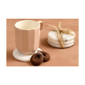 Handmade 10 cm Classic Marble Coasters Set Beautiful White Modling Work Tea Mat <b>Pads</b> for Home Smooth <b>Polished</b> Decorative - Product Image 1