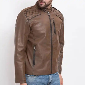 Wholesale Stylish Fashionable Leather Jacket Men High Quality Comfortable Casual Street Wear Winter Waterproof Front OEM Service - Product Image 2
