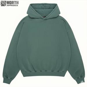 Sudadera con capucha de gran tamaño con estilo para hombre, sudadera de lana pesada, diseño teñido anudado a la moda, ropa cómoda de uso diario para invierno sólido - Product Image 1