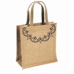Custom-Size Bohemian Fashion Jute Fiber Tote Bags Natural Daily Use Printed Casual Designs Handbags for Travel Gift Shopping