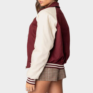 Vente en gros de veste universitaire pour femmes à la mode, veste de baseball bombardier surdimensionnée de haute qualité, vêtements d'extérieur Letterman élégants sur mesure - Product Image 3