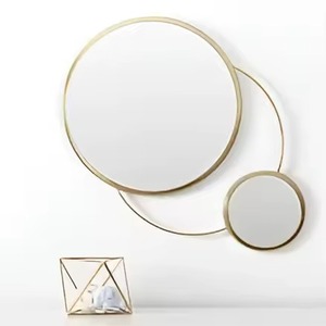 Miroir mural rond en métal de luxe cadre suspendu décoratif Art mural de maison de Style industriel moderne pour salon chambre - Product Image 1