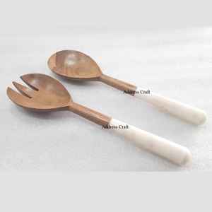 Outil à salade en bois d'acacia classique, serveur à salade, moderne, fait à la main, écologique, passe au lave-vaisselle, de haute qualité, qualité d'exportation - Product Image 3