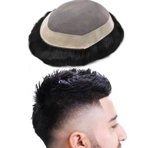Perruque Courte Homme Livraison Rapide, Cheveux Naturels Superposés, Effet Volumineux, Raie Latérale, Cheveux Humains Remy, Base en Soie Résistante à la Chaleur, Densité 130%-150% - Product Image 3