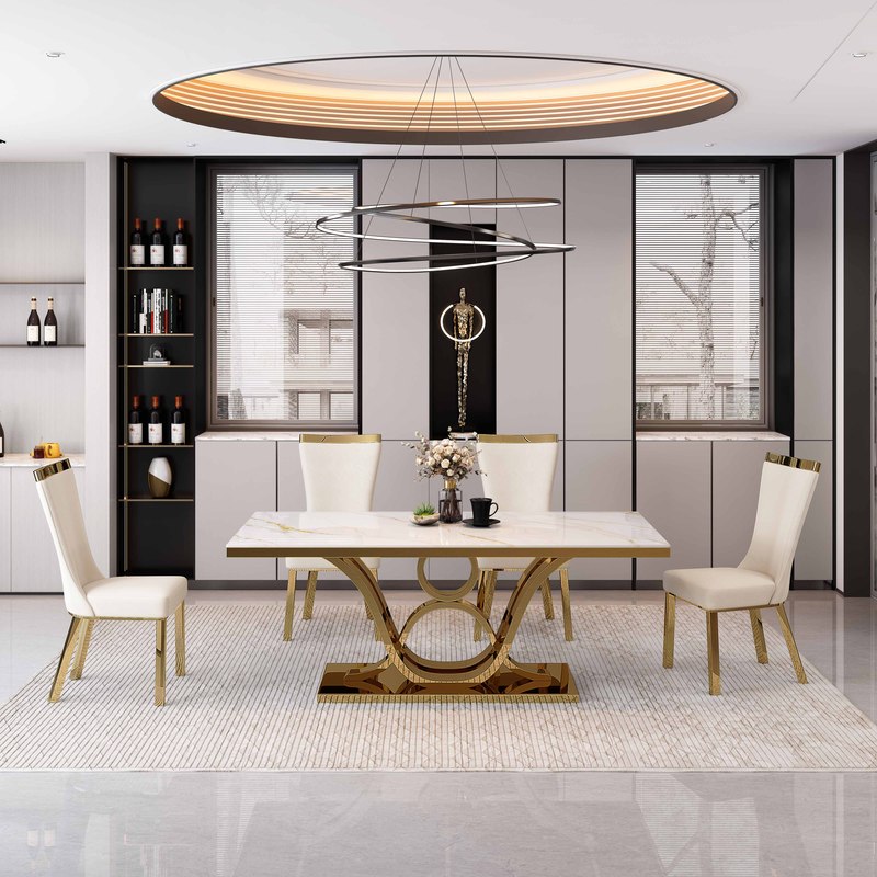 Modern Luxury Farmhouse Marble Dining Table